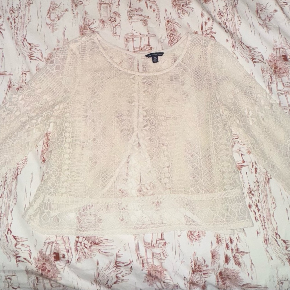 American Eagle Cream Lace Women's Top